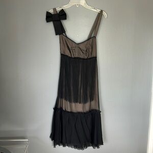 Vintage Dolce Gabbana Black Silk Fringe Dress